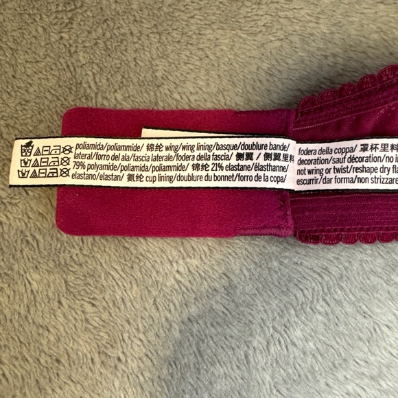 Victorias Secret Dream Angels Push Up Without Padding Maroon Red Lace Bra 34D - Picture 8 of 8